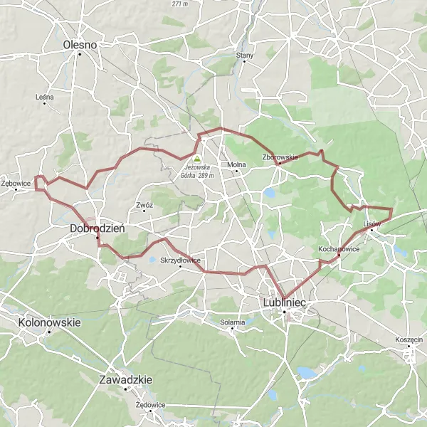 Miniatura mapy "Trasa gravelowa: Przez Kotlinę Lubliniecką" - trasy rowerowej w Opolskie, Poland. Wygenerowane przez planer tras rowerowych Tarmacs.app