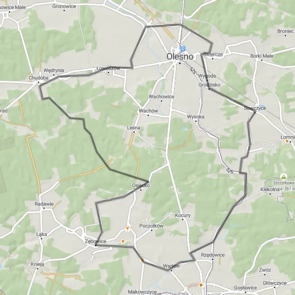 Miniatura mapy "Przejazd przez Łowoszów" - trasy rowerowej w Opolskie, Poland. Wygenerowane przez planer tras rowerowych Tarmacs.app