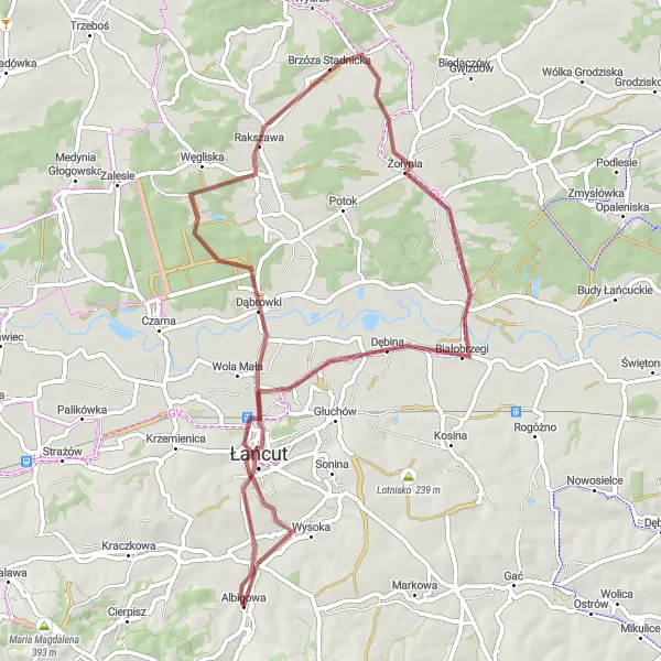 Miniatura mapy "Trasa Albigowa - Wysoka" - trasy rowerowej w Podkarpackie, Poland. Wygenerowane przez planer tras rowerowych Tarmacs.app