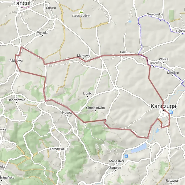 Miniatura mapy "Trasa rowerowa gravel: Gać - Kańczuga - Albigowa" - trasy rowerowej w Podkarpackie, Poland. Wygenerowane przez planer tras rowerowych Tarmacs.app