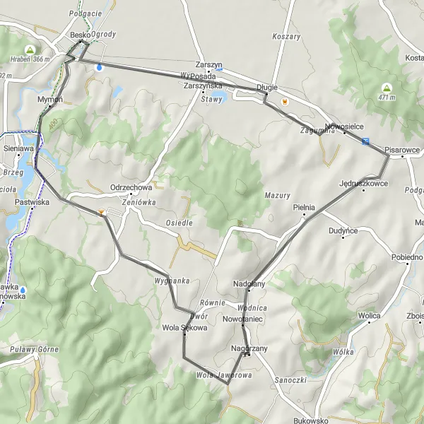 Miniatura mapy "Trasa Besko - Pisarowce" - trasy rowerowej w Podkarpackie, Poland. Wygenerowane przez planer tras rowerowych Tarmacs.app
