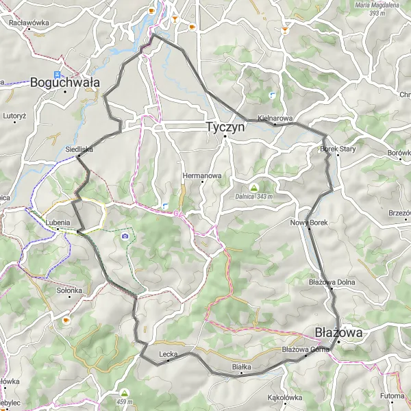 Miniatura mapy "Trasa Szosowa Błażowa" - trasy rowerowej w Podkarpackie, Poland. Wygenerowane przez planer tras rowerowych Tarmacs.app