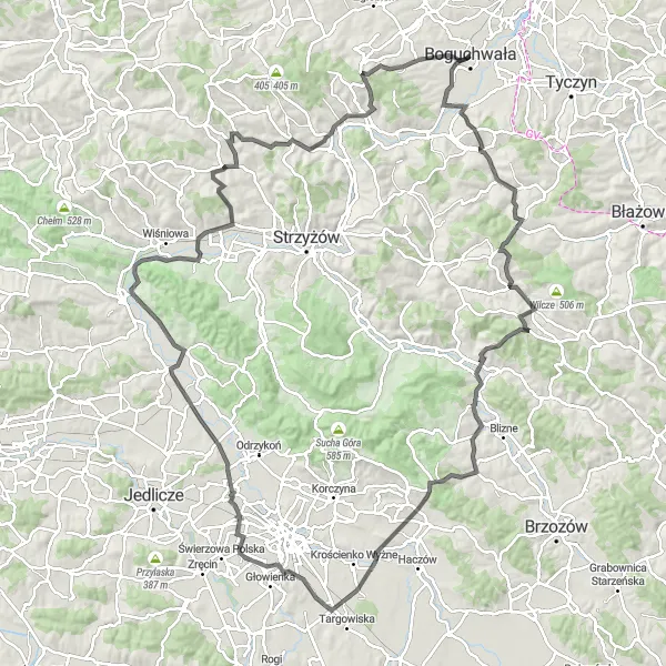 Map miniature of "Discover the Beauty of Czudec" cycling inspiration in Podkarpackie, Poland. Generated by Tarmacs.app cycling route planner