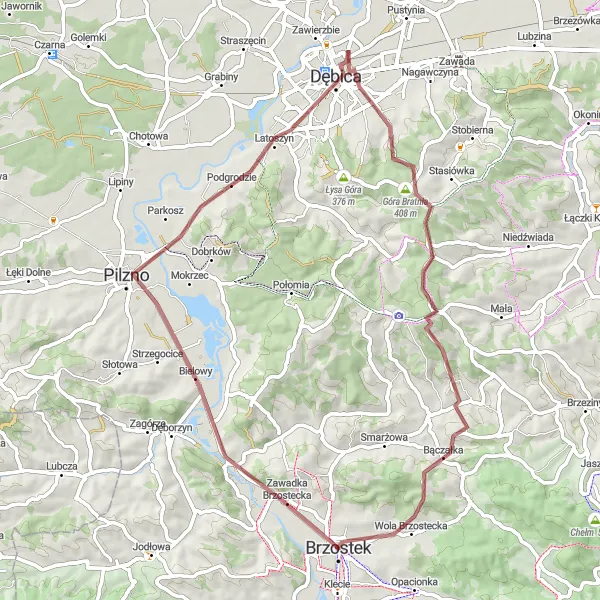 Miniatura mapy "Trasa gravelowa do Pilzna i Brzostka" - trasy rowerowej w Podkarpackie, Poland. Wygenerowane przez planer tras rowerowych Tarmacs.app