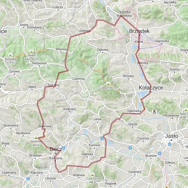 Map miniature of "Gravel Adventure to Kołaczyce and Przeczyca" cycling inspiration in Podkarpackie, Poland. Generated by Tarmacs.app cycling route planner