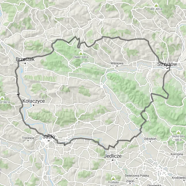 Miniatura mapy "Trasa wędrówki na Kamienną Górę" - trasy rowerowej w Podkarpackie, Poland. Wygenerowane przez planer tras rowerowych Tarmacs.app