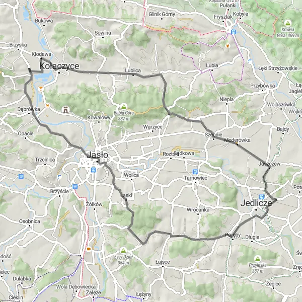 Map miniature of "Mountain Escapade" cycling inspiration in Podkarpackie, Poland. Generated by Tarmacs.app cycling route planner