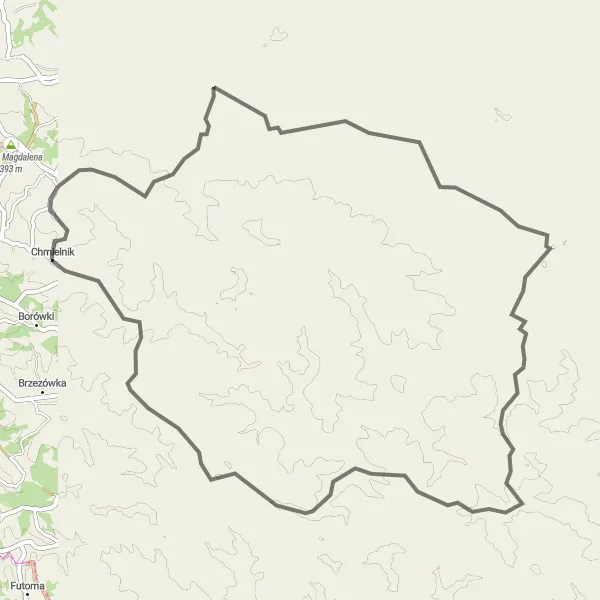 Map miniature of "Chmielnik Escape" cycling inspiration in Podkarpackie, Poland. Generated by Tarmacs.app cycling route planner