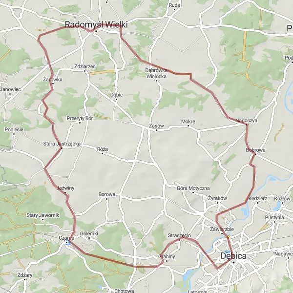 Map miniature of "Jastrząbka Adventure" cycling inspiration in Podkarpackie, Poland. Generated by Tarmacs.app cycling route planner