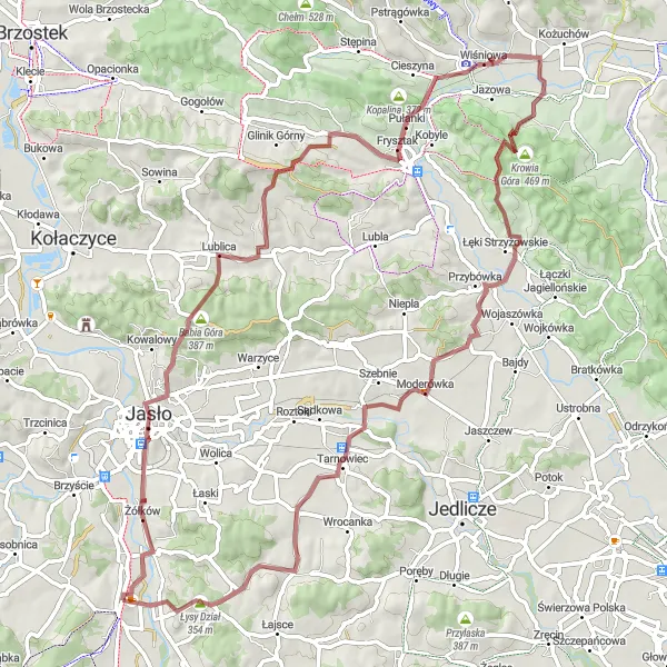 Map miniature of "Gravel Route 4" cycling inspiration in Podkarpackie, Poland. Generated by Tarmacs.app cycling route planner