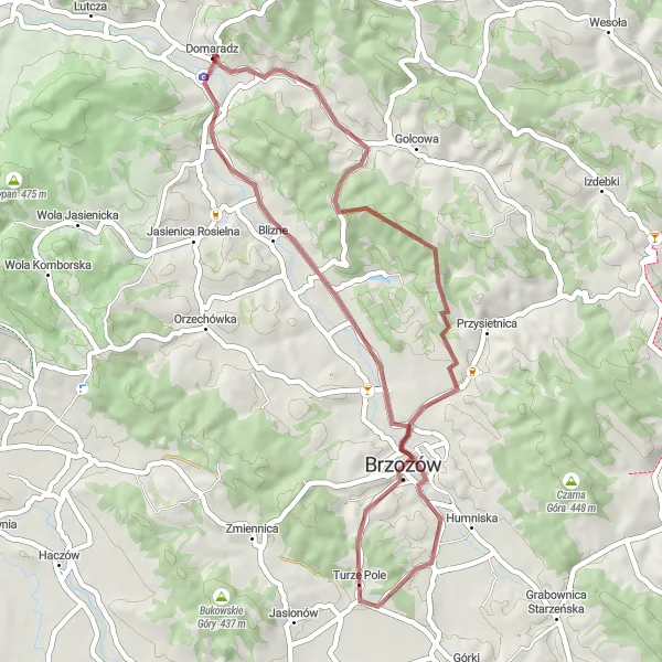 Map miniature of "Parnas Loop" cycling inspiration in Podkarpackie, Poland. Generated by Tarmacs.app cycling route planner