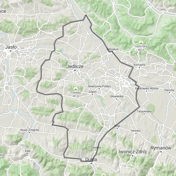 Miniatura mapy "Przejażdżka po Dolinie Sanu" - trasy rowerowej w Podkarpackie, Poland. Wygenerowane przez planer tras rowerowych Tarmacs.app