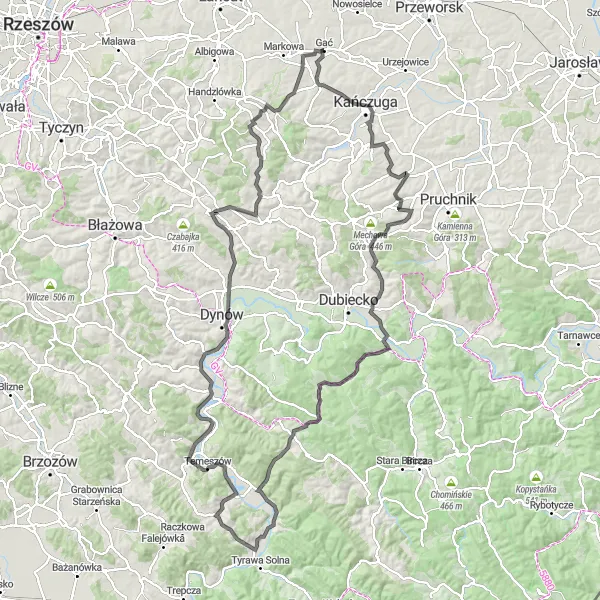 Miniatura mapy "Trasa rowerowa Gać - Szklary" - trasy rowerowej w Podkarpackie, Poland. Wygenerowane przez planer tras rowerowych Tarmacs.app