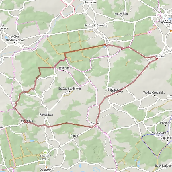 Miniatura mapy "Wycieczka po urokliwych okolicach Podkarpacia" - trasy rowerowej w Podkarpackie, Poland. Wygenerowane przez planer tras rowerowych Tarmacs.app