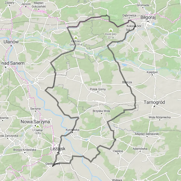 Miniatura mapy "Trasa rowerowa przez Kulno, Wólkę i Biszczę" - trasy rowerowej w Podkarpackie, Poland. Wygenerowane przez planer tras rowerowych Tarmacs.app