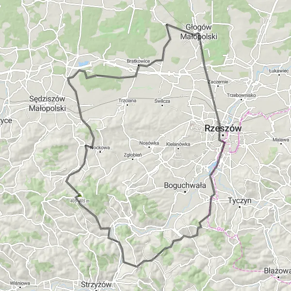 Map miniature of "Lubomirski Castle Loop" cycling inspiration in Podkarpackie, Poland. Generated by Tarmacs.app cycling route planner