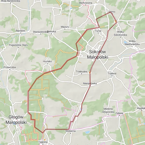 Map miniature of "Sokołów Małopolski Loop" cycling inspiration in Podkarpackie, Poland. Generated by Tarmacs.app cycling route planner