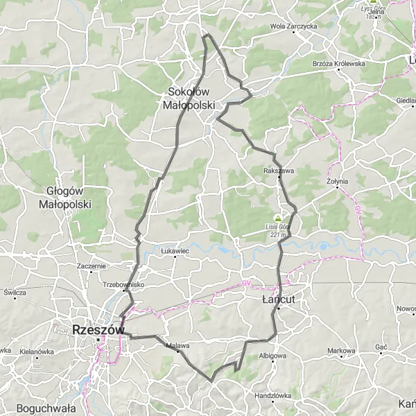 Map miniature of "Górno to Wólka Niedźwiedzka Round-Trip Cycling Route" cycling inspiration in Podkarpackie, Poland. Generated by Tarmacs.app cycling route planner