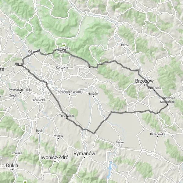 Miniatura mapy "Wyprawa przez Łupną Górę" - trasy rowerowej w Podkarpackie, Poland. Wygenerowane przez planer tras rowerowych Tarmacs.app