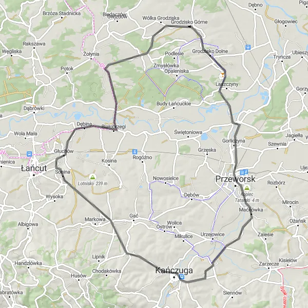 Map miniature of "Podkarpackie Road Adventure" cycling inspiration in Podkarpackie, Poland. Generated by Tarmacs.app cycling route planner