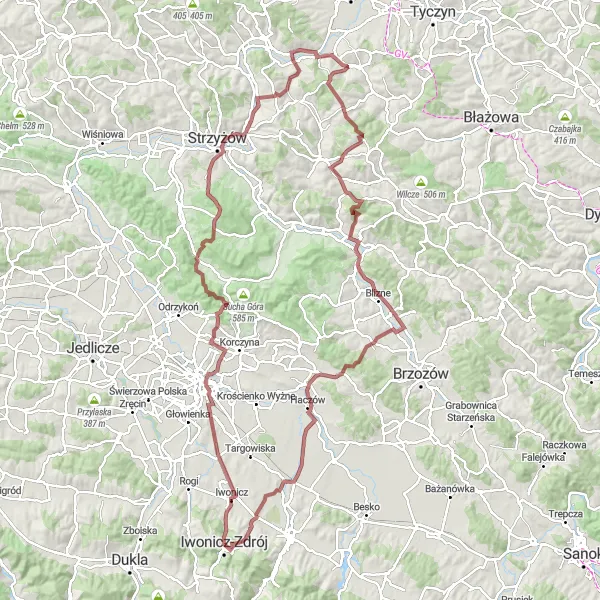 Miniatura mapy "Trasa Gravelowa Żarnowa" - trasy rowerowej w Podkarpackie, Poland. Wygenerowane przez planer tras rowerowych Tarmacs.app