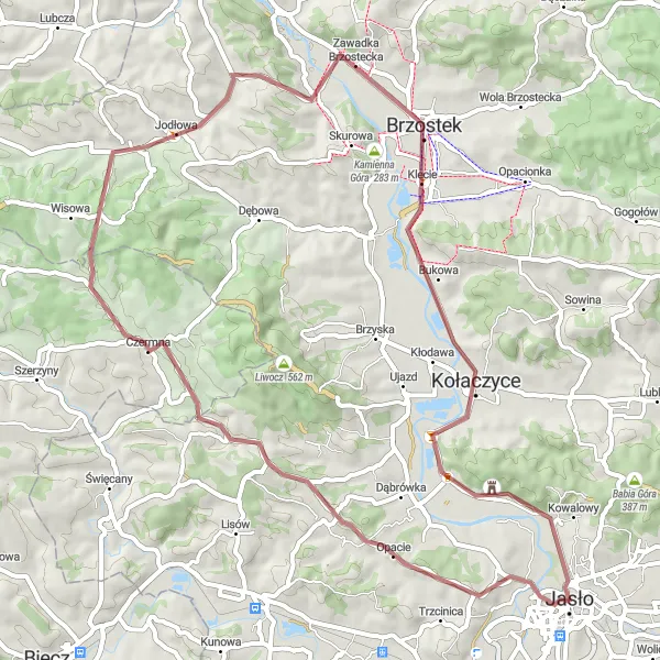 Miniatura mapy "Trasa Kołaczyce-Opacie" - trasy rowerowej w Podkarpackie, Poland. Wygenerowane przez planer tras rowerowych Tarmacs.app