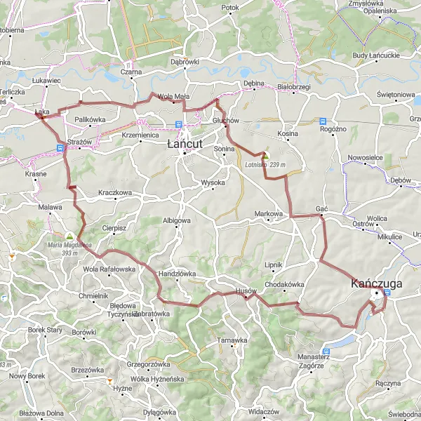 Map miniature of "Rural Charm Gravel Explorations" cycling inspiration in Podkarpackie, Poland. Generated by Tarmacs.app cycling route planner