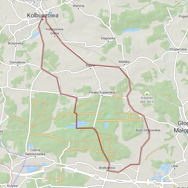 Miniatura mapy "Szlakiem Małopolski Szlakiem Gravelowym" - trasy rowerowej w Podkarpackie, Poland. Wygenerowane przez planer tras rowerowych Tarmacs.app