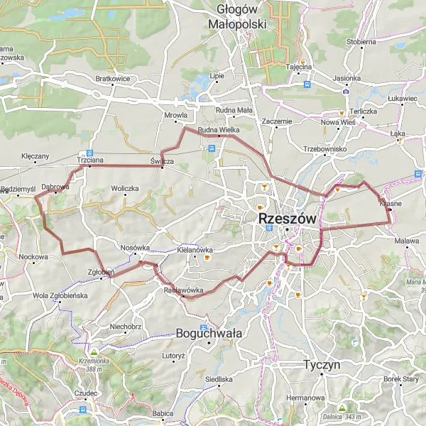 Miniatura mapy "Przyjemna podróż do Rudnej Wielkiej" - trasy rowerowej w Podkarpackie, Poland. Wygenerowane przez planer tras rowerowych Tarmacs.app