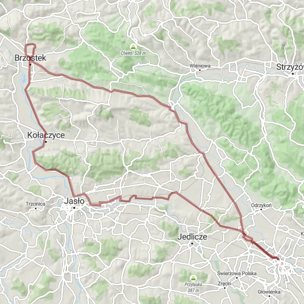 Map miniature of "The Gravel Adventure" cycling inspiration in Podkarpackie, Poland. Generated by Tarmacs.app cycling route planner