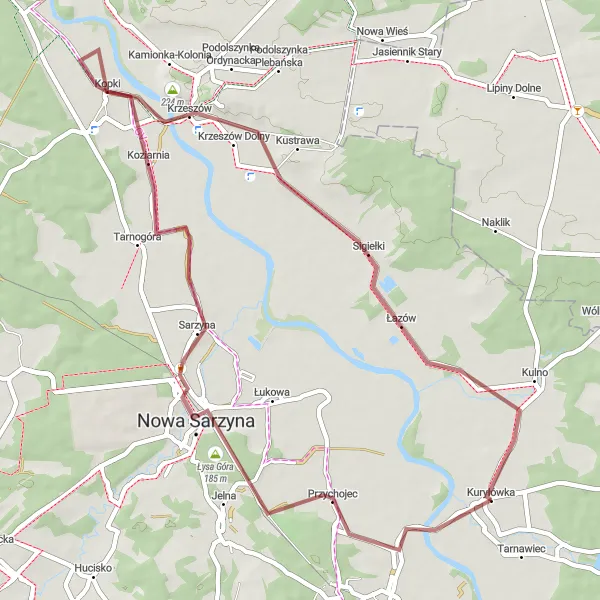 Miniatura mapy "Szlak Sanocki" - trasy rowerowej w Podkarpackie, Poland. Wygenerowane przez planer tras rowerowych Tarmacs.app