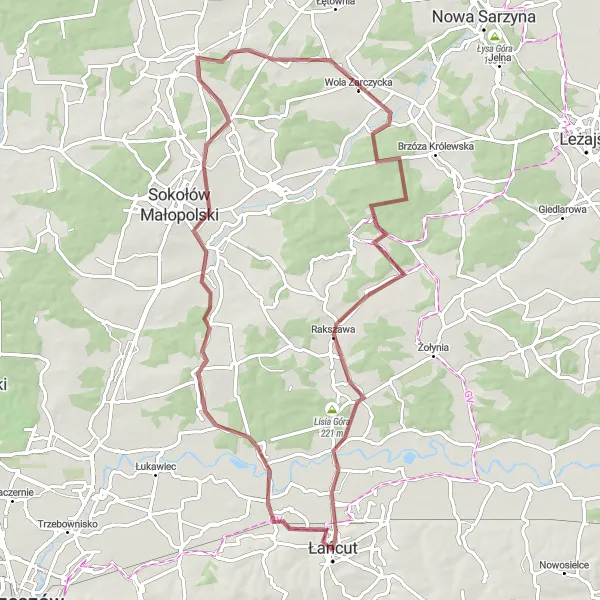 Map miniature of "Czarna and Wydrze Gravel Adventure" cycling inspiration in Podkarpackie, Poland. Generated by Tarmacs.app cycling route planner