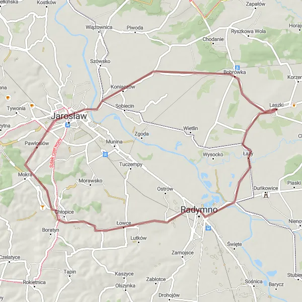 Miniatura mapy "Trasa Laszki - Makowisko" - trasy rowerowej w Podkarpackie, Poland. Wygenerowane przez planer tras rowerowych Tarmacs.app