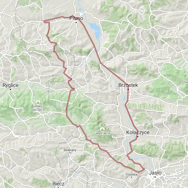 Miniatura mapy "Przez Polne Drogi Lubczy" - trasy rowerowej w Podkarpackie, Poland. Wygenerowane przez planer tras rowerowych Tarmacs.app
