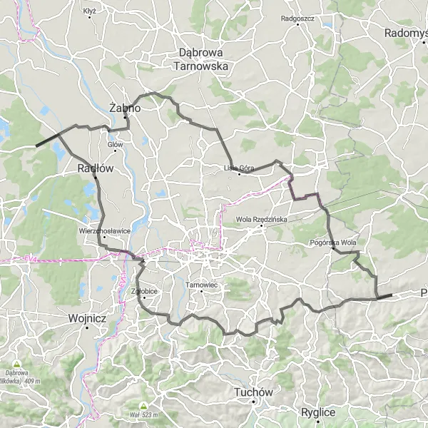 Map miniature of "Szynwałd Expedition" cycling inspiration in Podkarpackie, Poland. Generated by Tarmacs.app cycling route planner