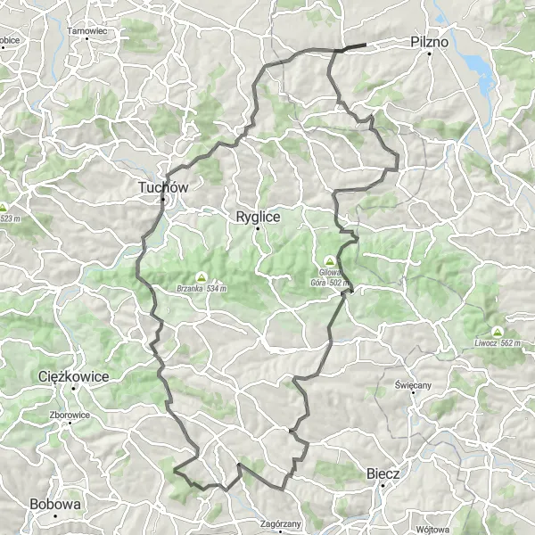 Miniatura mapy "Wyjątkowa trasa rowerowa z Łęk Dolnych" - trasy rowerowej w Podkarpackie, Poland. Wygenerowane przez planer tras rowerowych Tarmacs.app