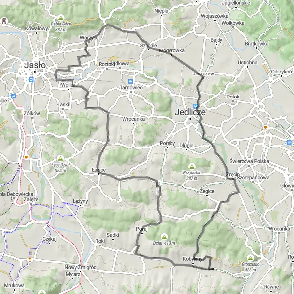 Miniatura mapy "Trasa szosowa w okolicach Łęk Dukielskich" - trasy rowerowej w Podkarpackie, Poland. Wygenerowane przez planer tras rowerowych Tarmacs.app