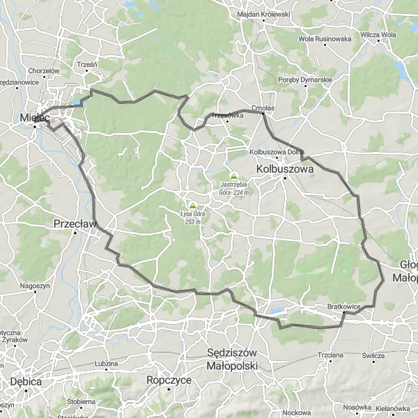 Map miniature of "Road Cycling Adventure in Podkarpackie" cycling inspiration in Podkarpackie, Poland. Generated by Tarmacs.app cycling route planner