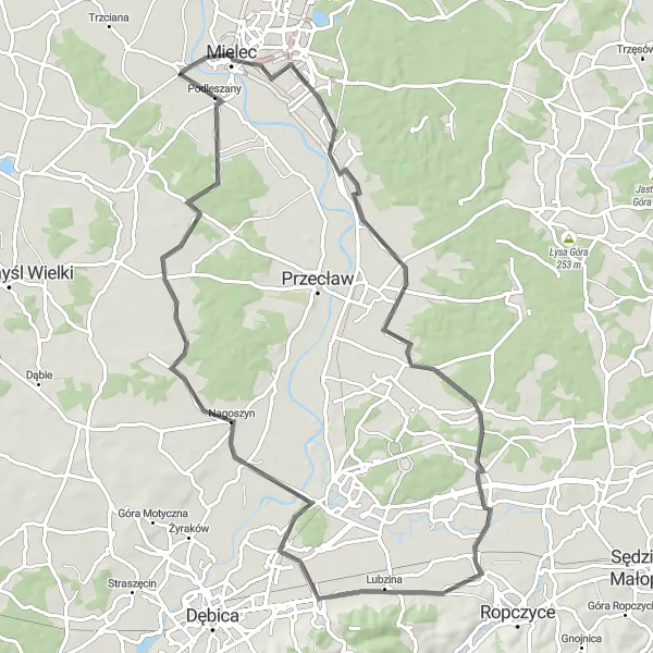 Map miniature of "Podkarpackie Rollercoaster" cycling inspiration in Podkarpackie, Poland. Generated by Tarmacs.app cycling route planner