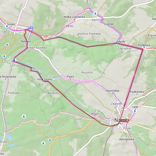 Miniatura mapy "Trasa przez Huta Szumy i Koszele" - trasy rowerowej w Podkarpackie, Poland. Wygenerowane przez planer tras rowerowych Tarmacs.app