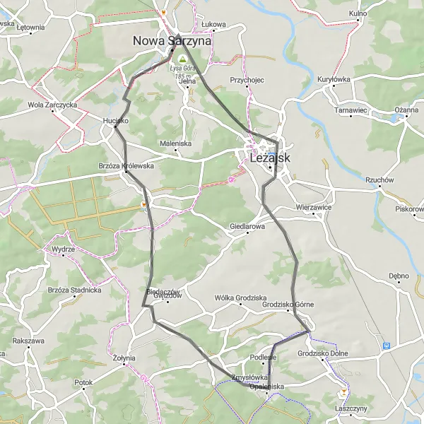 Map miniature of "Malinowa Road Cycling Route" cycling inspiration in Podkarpackie, Poland. Generated by Tarmacs.app cycling route planner