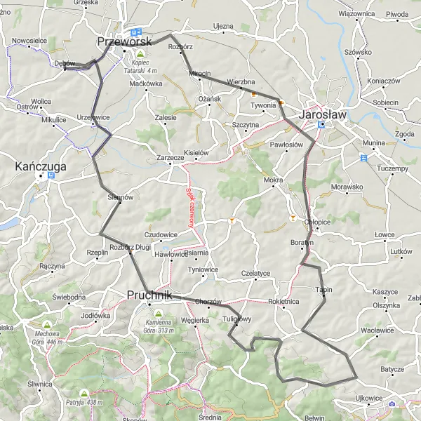 Map miniature of "Scenic Road Tour" cycling inspiration in Podkarpackie, Poland. Generated by Tarmacs.app cycling route planner