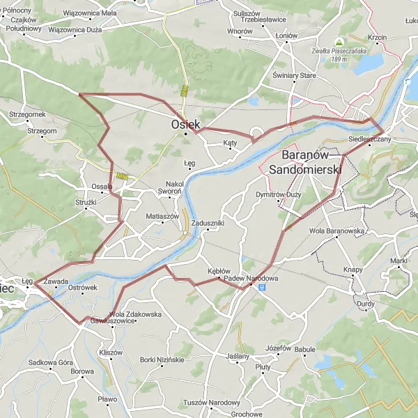 Map miniature of "Gawłuszowice Loop" cycling inspiration in Podkarpackie, Poland. Generated by Tarmacs.app cycling route planner