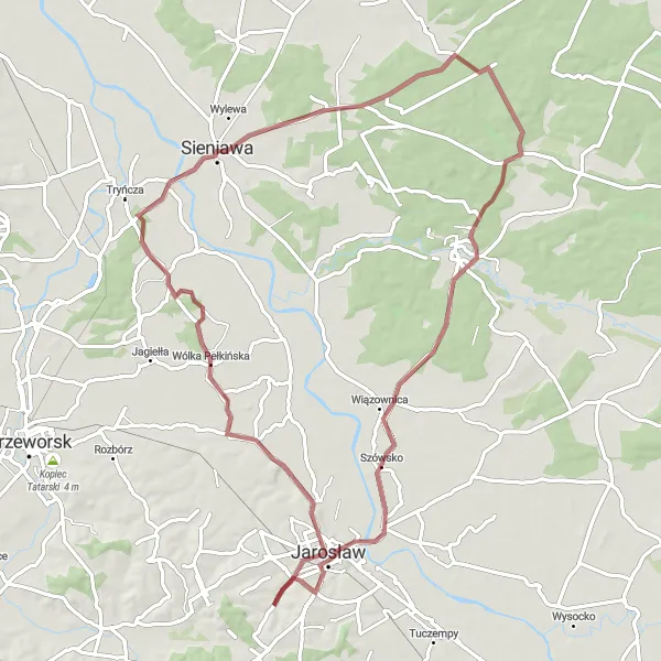 Miniatura mapy "Trasa szutrowa do Radawy" - trasy rowerowej w Podkarpackie, Poland. Wygenerowane przez planer tras rowerowych Tarmacs.app