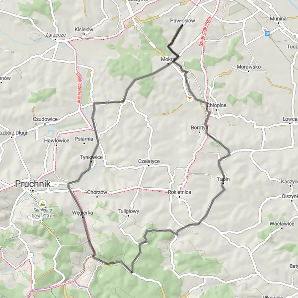 Map miniature of "Węgierka Loop" cycling inspiration in Podkarpackie, Poland. Generated by Tarmacs.app cycling route planner