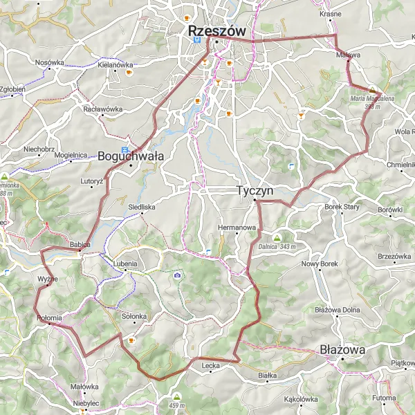 Miniatura mapy "Trasa Gravelowa Połomia - Połomia" - trasy rowerowej w Podkarpackie, Poland. Wygenerowane przez planer tras rowerowych Tarmacs.app
