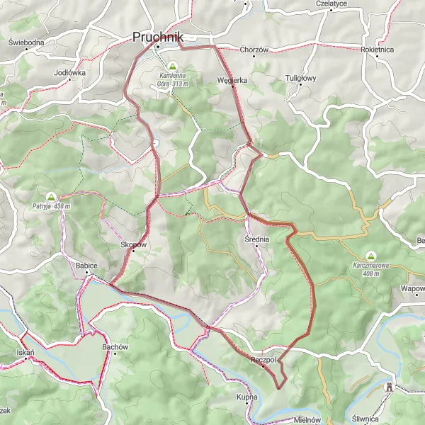 Map miniature of "Northern Gem" cycling inspiration in Podkarpackie, Poland. Generated by Tarmacs.app cycling route planner