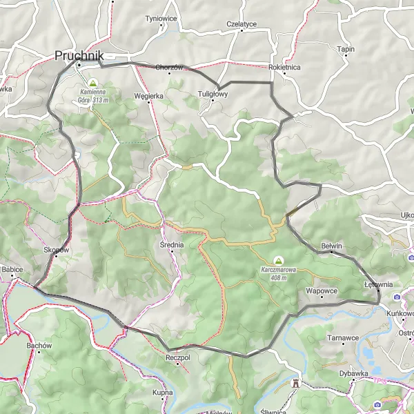 Miniatura mapy "Przejażdżka Szosowa do Kramarzówki" - trasy rowerowej w Podkarpackie, Poland. Wygenerowane przez planer tras rowerowych Tarmacs.app