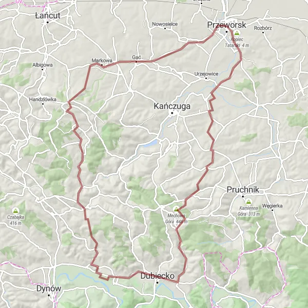 Map miniature of "Zalesie Route" cycling inspiration in Podkarpackie, Poland. Generated by Tarmacs.app cycling route planner