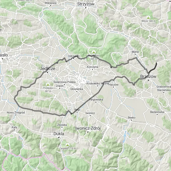 Map miniature of "Kokoczkowa Góra Adventure" cycling inspiration in Podkarpackie, Poland. Generated by Tarmacs.app cycling route planner